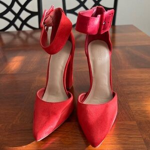 Forever 21 Red Suede Heels with Strap Size 7